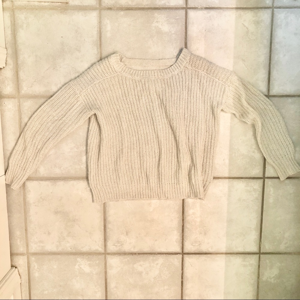 Express off-white, cropped, backless sweater